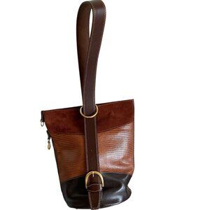 Luigi Sciorio Leather Equestrian Shoulder Bucket Bag